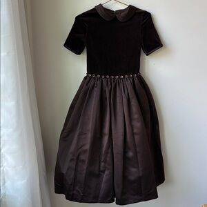 Zoe LTD Formal Dress Gown in Brown Velvet & Satin Bow Party Special Occa Size 16
